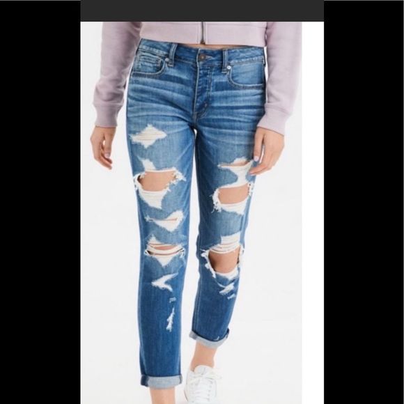American Eagle Outfitters Denim - American Eagle Outfitters Blue Distressed Ankle Jeans Sz 8